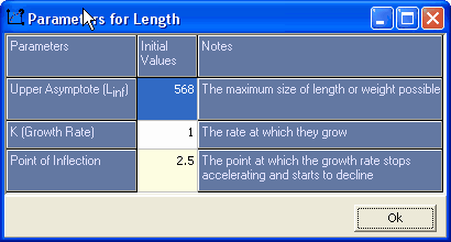intial parameter dialog